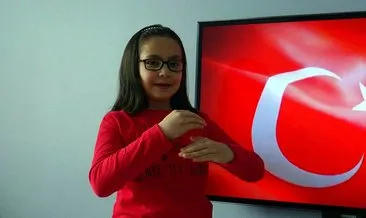 8 yaşındaki Hatice, uzaktan eğitimle İstiklal Marşı’nı işaret diliyle okumayı öğrendi