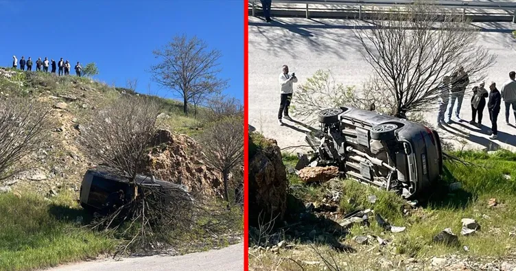 Kütahya’da faciadan dönüldü! Sürücüsüz otomobil metrelerce yükseklikten uçuruma yuvarlandı