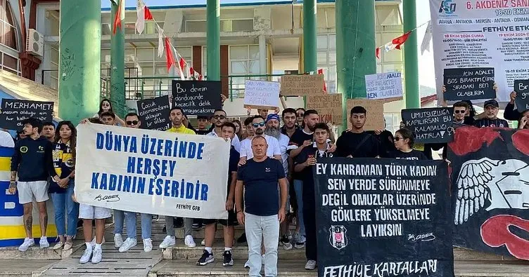 Fethiye’de taraftarlar ’Çocuğa ve kadına şiddete hayır’ dediler