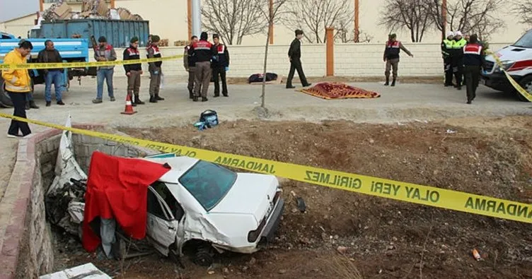 Konya’da otomobil menfeze çarptı: 3 ölü, 1 yaralı