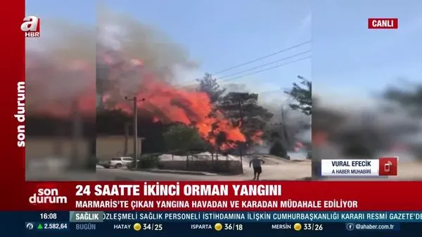 SON DAKİKA: Marmaris'te 24 saatte ikinci orman yangını! | Video