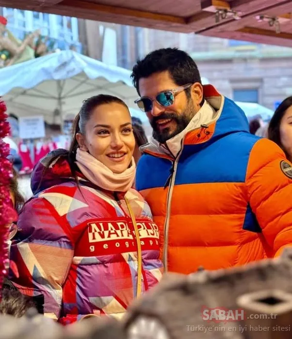Tatilden döner dönmez birlikte kamera karşısına geçtiler! İşte Fahriye Evcen ve Burak Özçivit’ten aşk dolu set pozu!