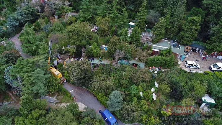 Adnan Oktar’ın villasında yıkılan bölümler havadan fotoğraflandı