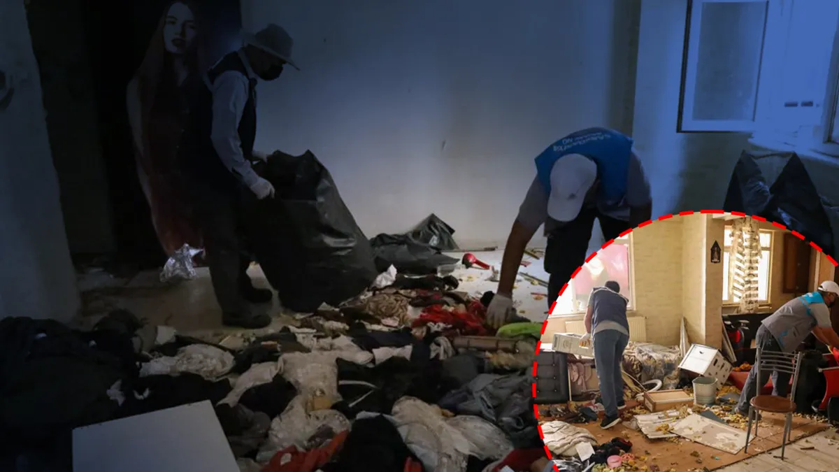 Diyarbakır'da belediye ekipleri tarafından çöp evden çıkarılan atıklar