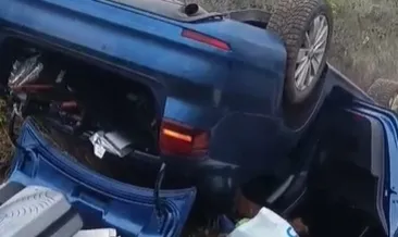 Takla atan araçtaki 1’i bebek 3 kişi yaralandı #hatay