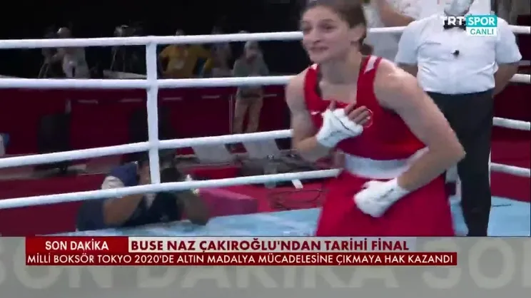 Buse Naz Çakıroğlu Huang Hsiao-Wen'i böyle devirdi ve Altın madalya için ringe çıkmaya hak kazandı!