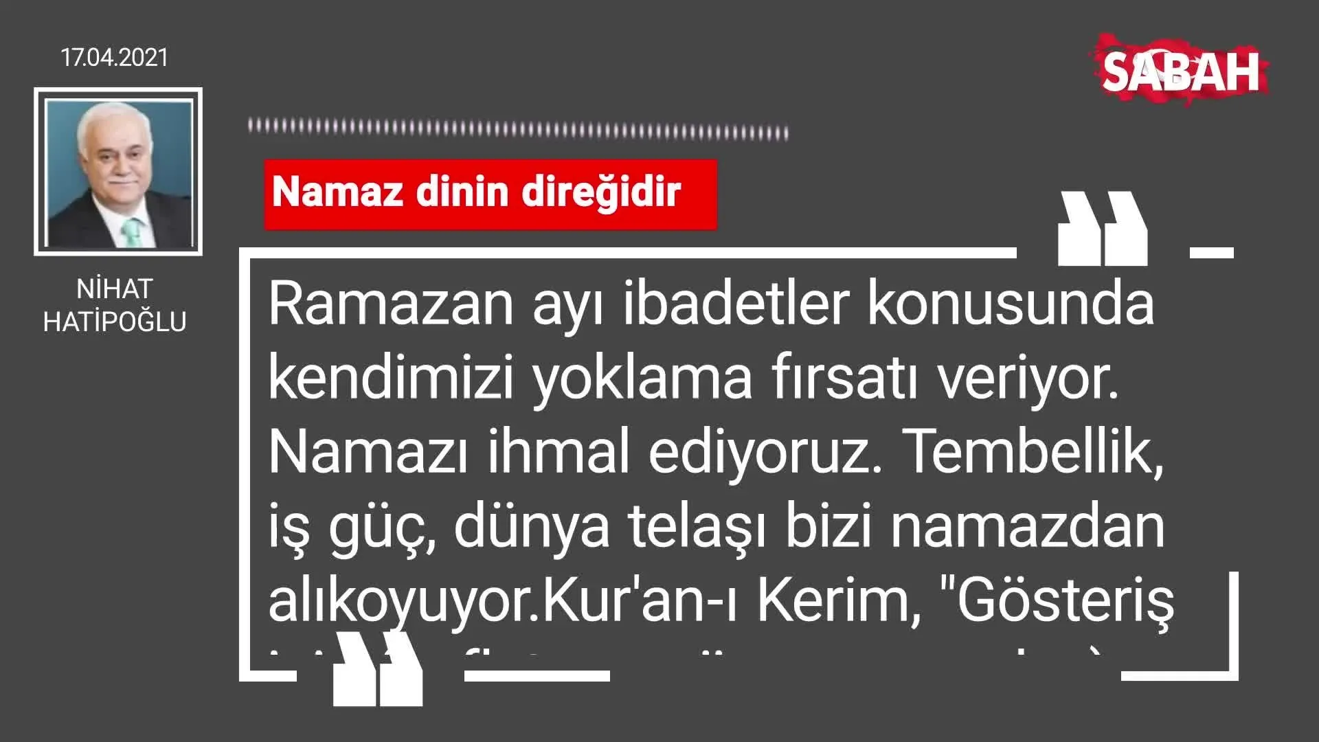 Namaz Dinin Diregidir Nihat Hatipoglu