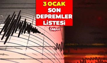 Deprem mi oldu, nerede, kaç şiddetinde? 3 Ocak AFAD ve Kandilli Rasathanesi son depremler listesi verileri