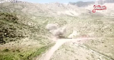 Siirt’te terör örgütü mensuplarınca yola tuzaklanmış anti tank mühimmatı böyle imha edildi