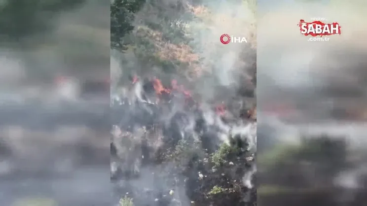 Alev Kağıthane'de otluk geniş alan alev alev yandı: Dumanlar gökyüzünü ...