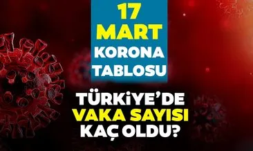 17 Mart koronavirüs tablosu son dakika duyuruldu! İşte 17 Mart korona tablosu ile bugünkü Türkiye’de corona virüsü vaka sayısı verileri...