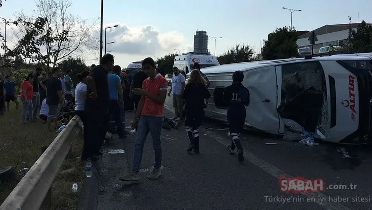 TEM’de minibüs takla attı!