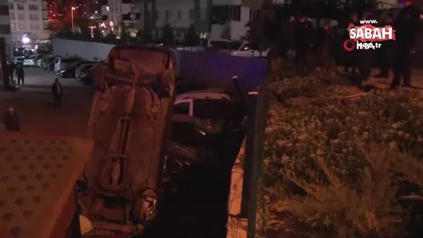 Kayseri'de bir garip kaza: Otoparka düşen otomobil dik durdu | Video