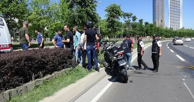 Metrelerce sürüklenen motosiklet sürücüsünü ekipmanı kurtardı