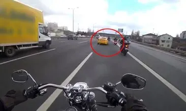Motosiklet sürücülerinin ölümden döndükleri anlar kamerada