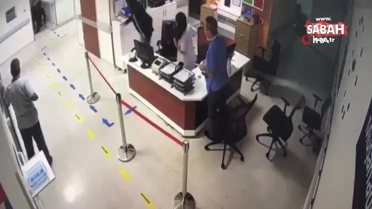 Sağlık kontrolünde polise zor anlar yaşattı, hastane kapılarını tekmeledi | Video