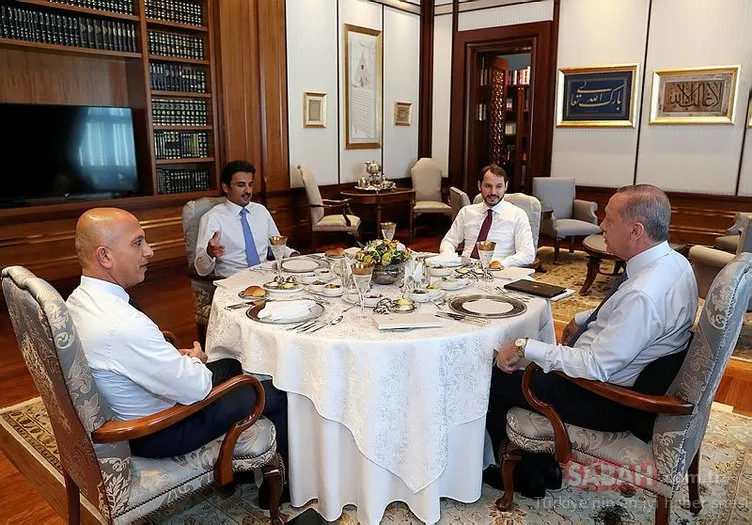 Cumhurbaşkanı Erdoğan Katar Emiri Şeyh Temim ile bir araya geldi