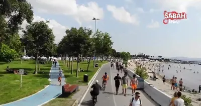Sıcak havanın tadını Caddebostan Sahili’nde çıkardılar | Video