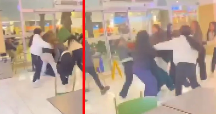 Isparta’da AVM’de birbirlerine girdiler! Tekmeler sandalyeler havada uçuştu! İşte o anlar!