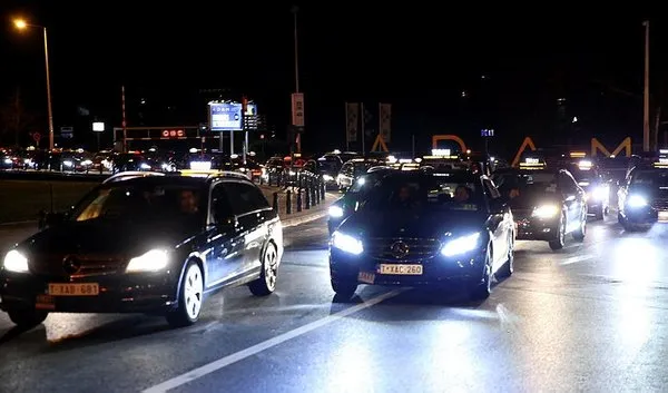 Brüksel'de Uber protestosu