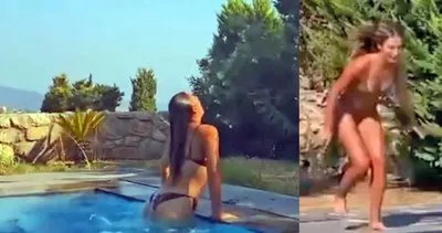 Survivor yarışmacısı Aleyna Kalaycıoğlu havuzdaki bikinili yüzme şovu sosyal medyada ilgi gördü