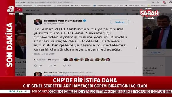 Akif Hamzaçebi, CHP'deki görevinden istifa etti