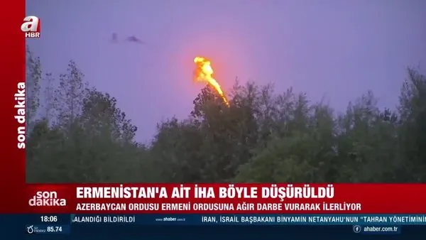 Son dakika! Azerbaycan ordusu Ermeni İHA'sını böyle düşürdü! A Haber ekibi böyle görüntüledi | Video