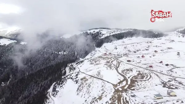 Gümüşhane yaylalarında kar ve sis manzaraları böyle görüntülendi | Video