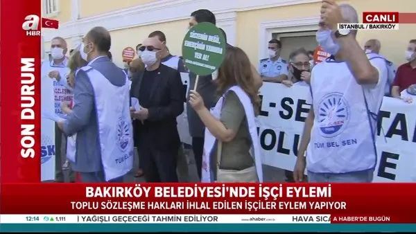 Bakırköy Belediyesi'nde toplu sözleşme hakları ihlal edilen işçiler eylem yapıyor | Video