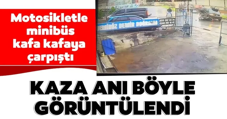 Arnavutköy’de motosikletle minibüsün kafa kafaya çarpıştı! Kaza anı böyle görüntülendi