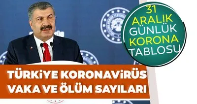 Bakan Koca son dakika paylaştı! İşte 31 Aralık koronavirüs tablosu ile Türkiye’de koronavirüs vaka sayısı verileri