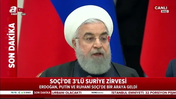 İran Cumhurbaşkanı Ruhani Soçi'de 3'lü Suriye Zirvesi'nde konuştu