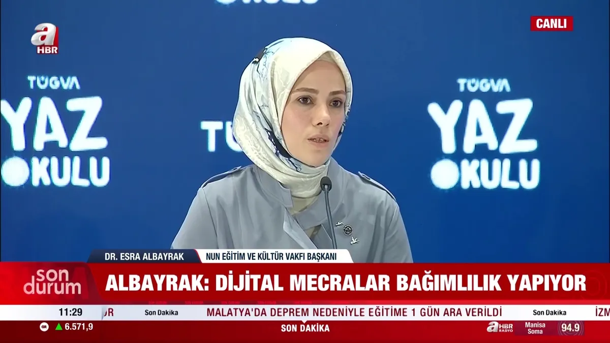 Esra Albayrak’tan TÜGVA Yaz Okulu Programı’nda önemli çağrı: “Dijital mecradan çocuğu korumalıyız” | Video videosunu izle Esra Albayrak’tan TÜGVA Yaz Okulu Programı’nda önemli çağrı: “Dijital mecradan çocuğu korumalıyız” | Video videosunu izle