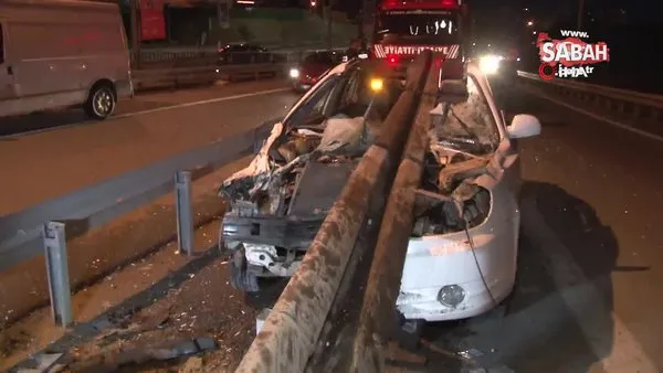 Ataşehir'de sürücüsünün kontrolünden çıkan otomobil bariyere girdi: 1 yaralı | Video