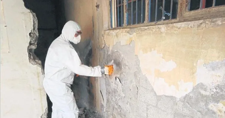 Yıkılacak binalarda asbest kontrolü yapılıyor
