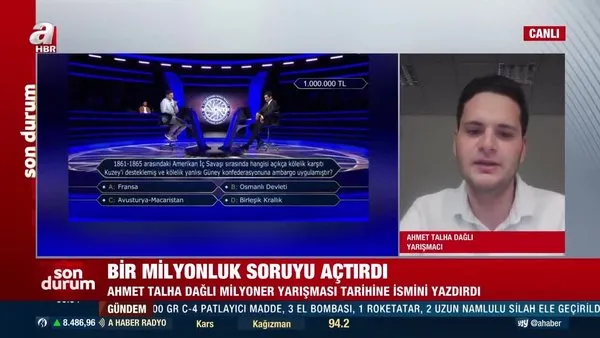 Kim Milyoner Olmak İster'de Ahmet Talha Dağlı 1 milyon TL değerindeki soruyu açtırdı! Yarışmacı A Haber'e konuk oldu | Video