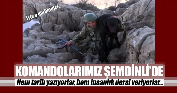 Türk komandolar mayın arama köpeklerini sırtlarında taşıdı!
