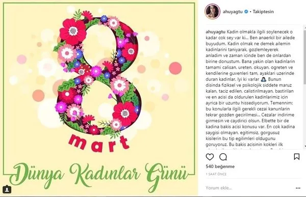 Ünlü isimlerin Instagram paylaşımları (08.03.2018)