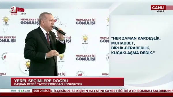 Cumhurbaşkanı Erdoğan, Muğla'nın Fethiye ilçesinde vatandaşlara hitap etti