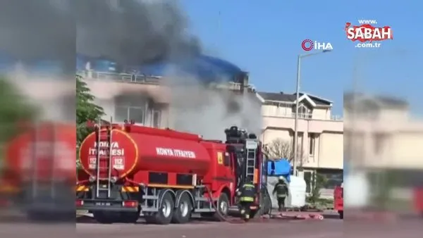 Konya’da kozmetik ürünleri üreten iş yerinde yangın | Video