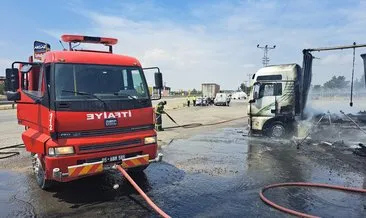Facianın eşiğinden dönüldü: Akaryakıt istasyonundaki TIR alev alev yandı #amasya