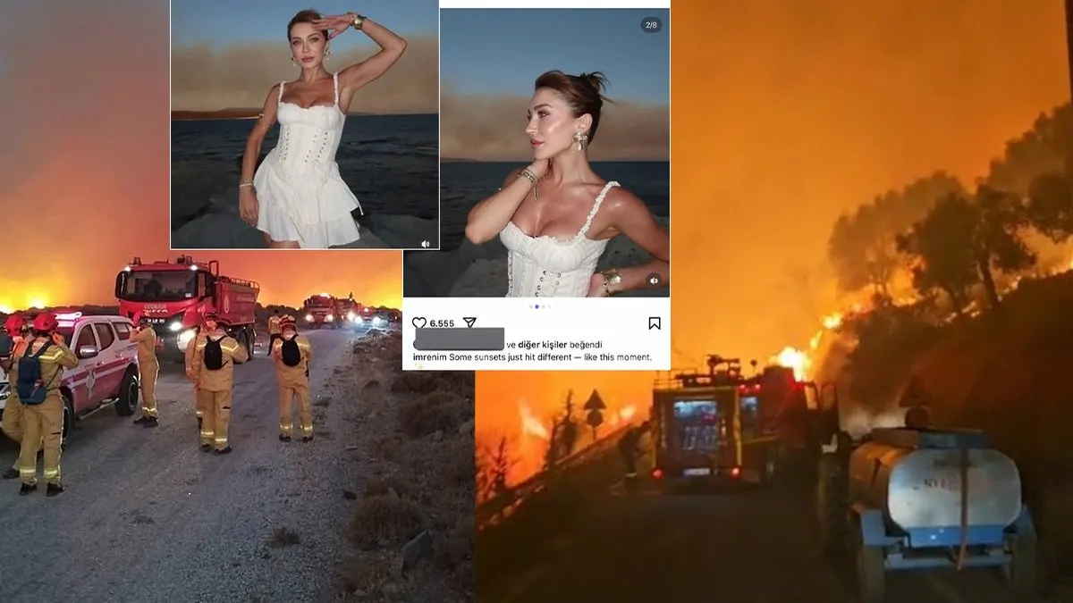 SON DAKİKA… Fenomen İmren Karadeniz o pozuyla tepki çekti: İzmir’de ormanlar yanarken alevlerin önünde poz verdi!