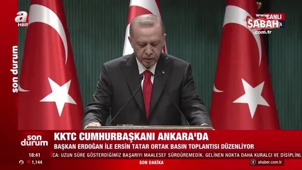 Son dakika! Başkan Erdoğan ile KKTC Cumhurbaşkanı Tatar'dan önemli açıklamalar | Video