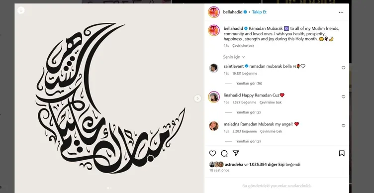 Herkes onu konuşuyor! Bella Hadid ramazanı bakın nasıl kutladı...