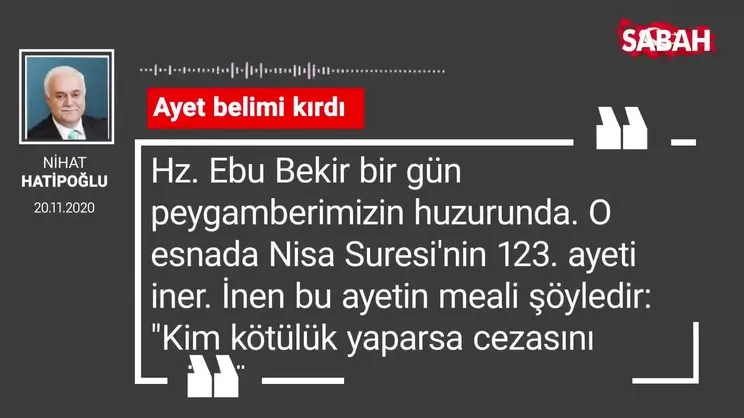 Nihat Hatipoğlu 'Ayet belimi kırdı'