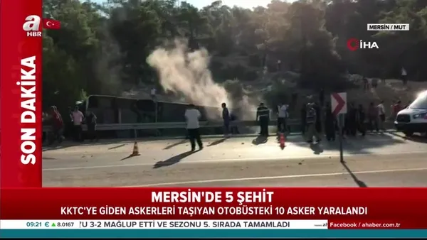 son dakika haberi mersin de askerleri tasiyan otobus kaza yapti 4 sehit 27 yarali olay yerinden ilk goruntuler video