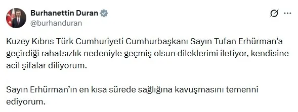 SON DAKİKA I KKTC Cumhurbaşkanı Tufan Erhürman, rahatsızlanarak hastaneye kaldırıldı