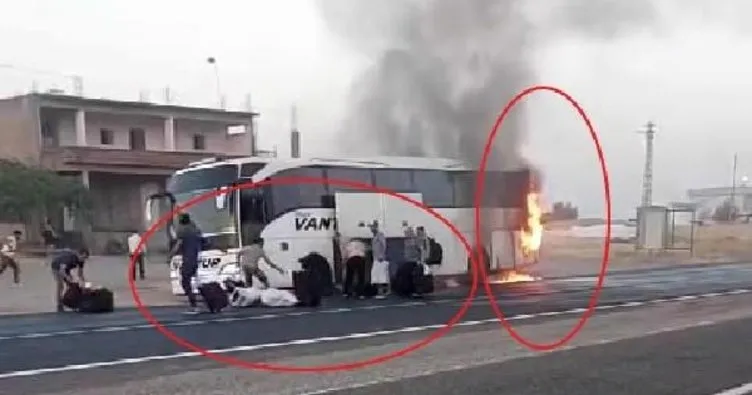 Yer Diyarbakır: Yanan otobüsten valizlerini almaya çalıştılar!