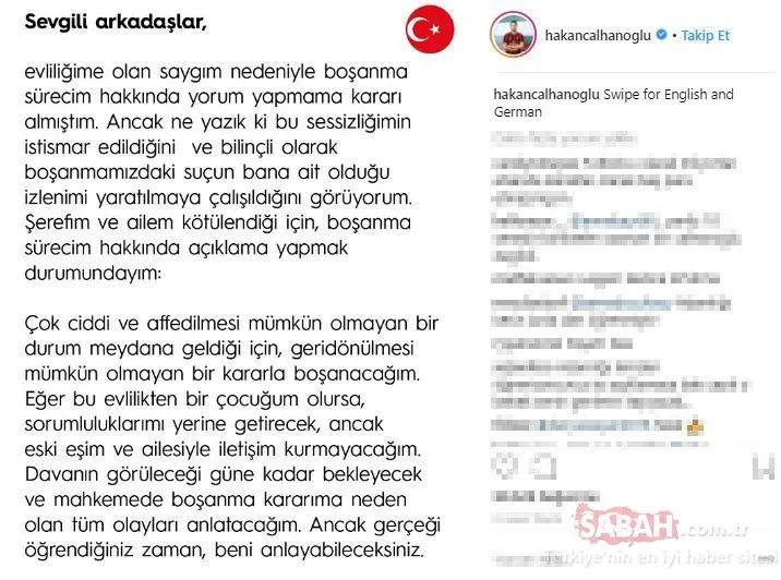Sinem Gündoğdu ve Hakan Çalhanoğlu boşanıyor! Hakan Çalhanoğlu aldatıldı mı?