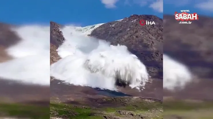 Kırgızistan'da çığın düşüş anı kamerada | Video